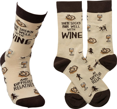 Pair Well With Wine Socks - Premium Socks from Primitives by Kathy - Just $7.95! Shop now at Pat's Monograms