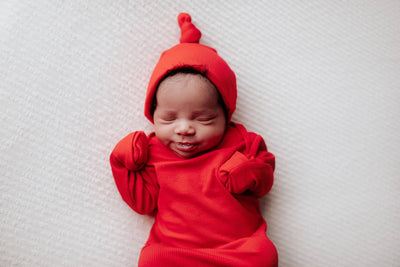 Red Ribbed Knotted Baby Gown and Knot Cap - Premium Just for baby from Three Little Tots - Just $25.95! Shop now at Pat's Monograms