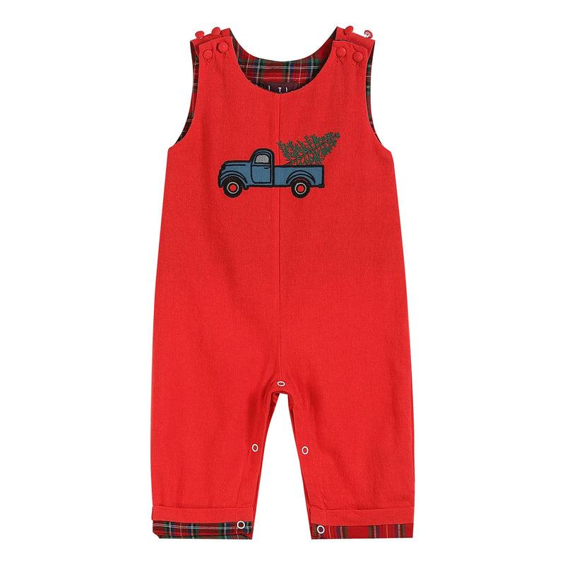 Lil Cactus - Red Christmas Tree and Truck Smocked Overalls - Premium Baby & Toddler Outfits from Lil Cactus - Just $32.95! Shop now at Pat&