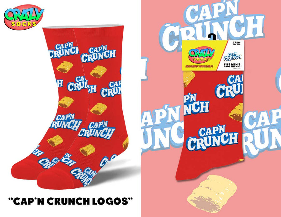 Capn Crunch Logos - Mens Crew Folded - Premium Socks from Crazy Socks - Just $7! Shop now at Pat's Monograms