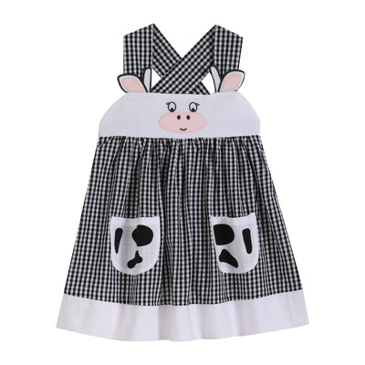Black Gingham Cute Cow Pocket Sundress - Premium  from Lil Cactus - Just $32.0! Shop now at Pat's Monograms