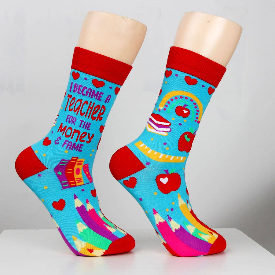 I Became a Teacher For The Money and Fame Women's Novelty Crew Socks - Premium Socks from Fabdaz - Just $11.95! Shop now at Pat's Monograms