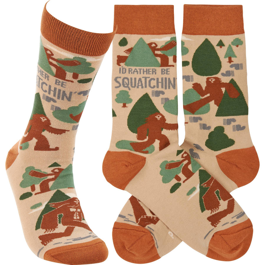 I'd Rather Be Squatchin' Socks - Premium Socks from Primitives by Kathy - Just $10.95! Shop now at Pat's Monograms