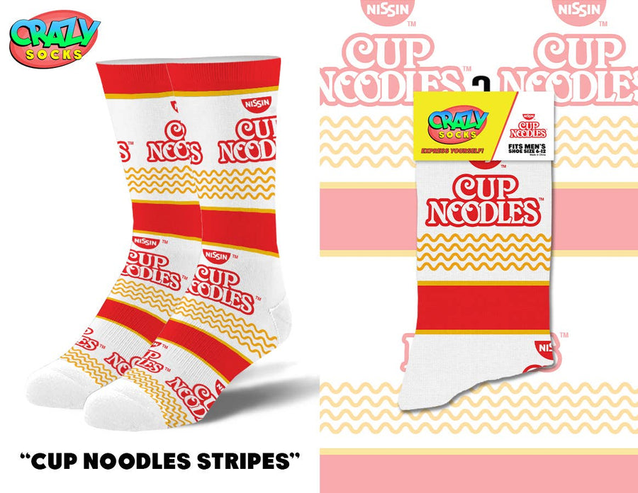 Cup Noodles Stripes - Mens Crew Folded - Premium  from Crazy Socks - Just $7! Shop now at Pat's Monograms