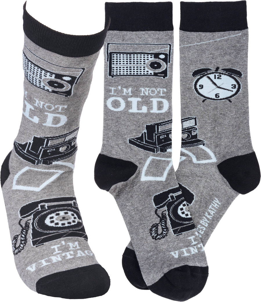 I'm Not Old I'm Vintage Socks - Premium Socks from Primitives by Kathy - Just $10.95! Shop now at Pat's Monograms