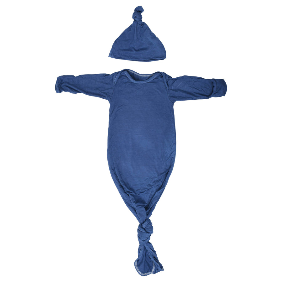 Hand-Dyed Denim Blue Knotted Gown with Hat - Premium Baby & Toddler Outfits from Three Little Tots - Just $19.95! Shop now at Pat's Monograms