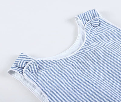 Lil Cactus - Dark Blue Seersucker Bubble Romper - Premium Baby & Toddler Outfits from Lil Cactus - Just $24.95! Shop now at Pat's Monograms