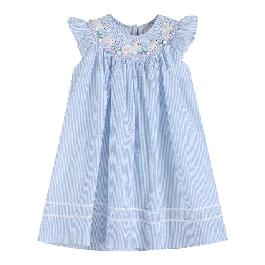 Blue Seersucker Easter Bunny Smocked Bishop Dress - Premium Baby & Toddler Outfits from Lil Cactus - Just $36.95! Shop now at Pat's Monograms