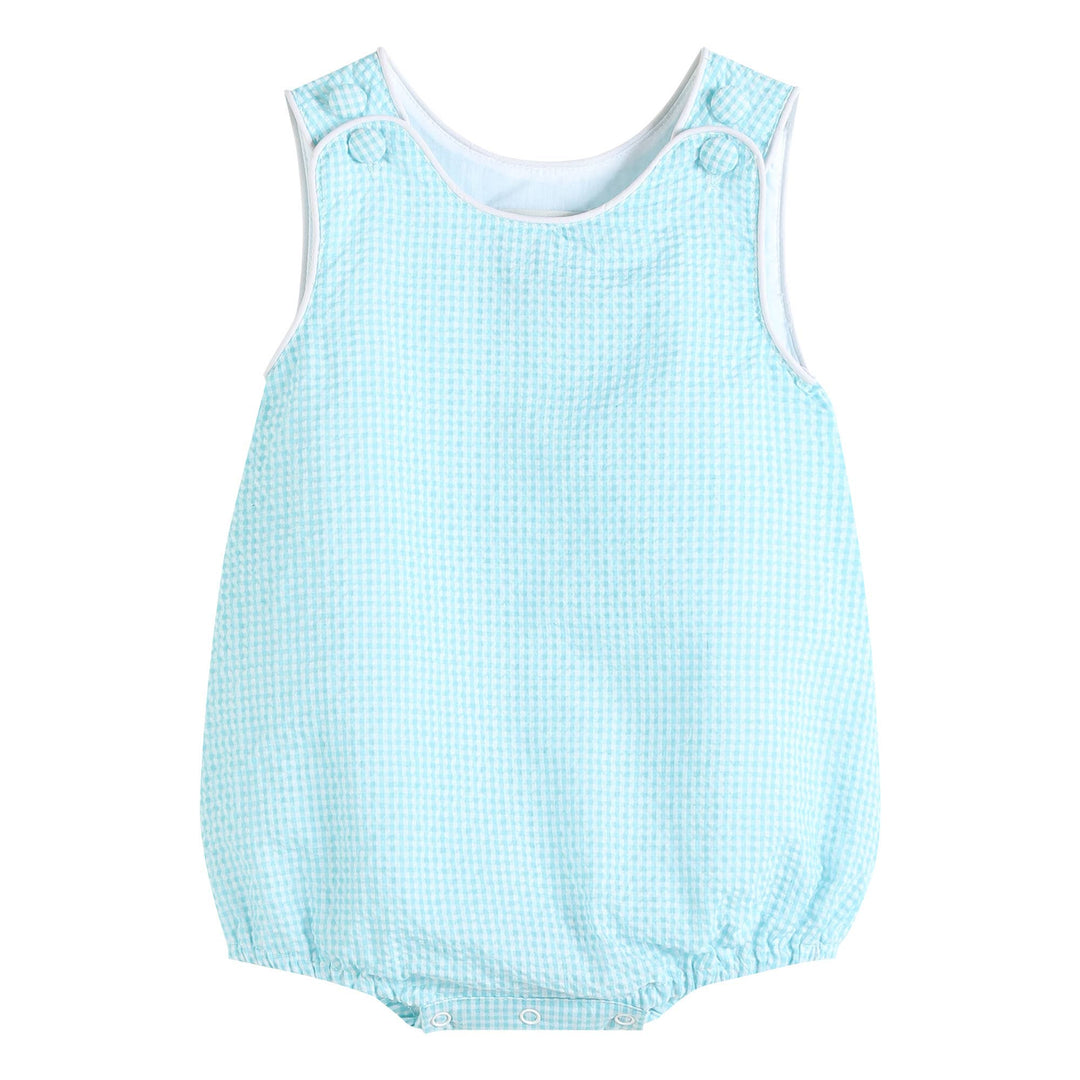 Classic Turquoise Seersucker Baby Bubble Romper - Premium Baby & Toddler Outfits from Lil Cactus - Just $29.95! Shop now at Pat's Monograms