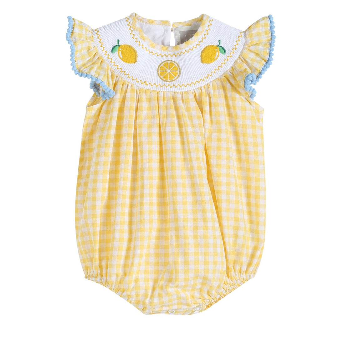 Yellow Gingham Lemon Smocked Flutter Romper - Premium Baby & Toddler Outfits from Lil Cactus - Just $32.0! Shop now at Pat's Monograms