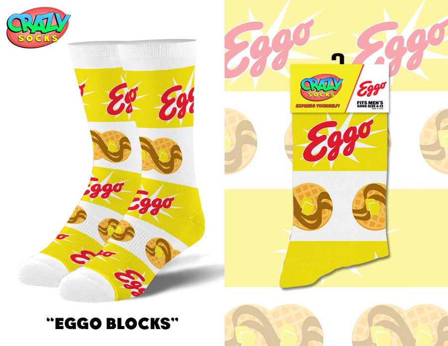 Eggo Blocks - Mens Crew Folded - Premium Socks from Crazy Socks - Just $7! Shop now at Pat's Monograms