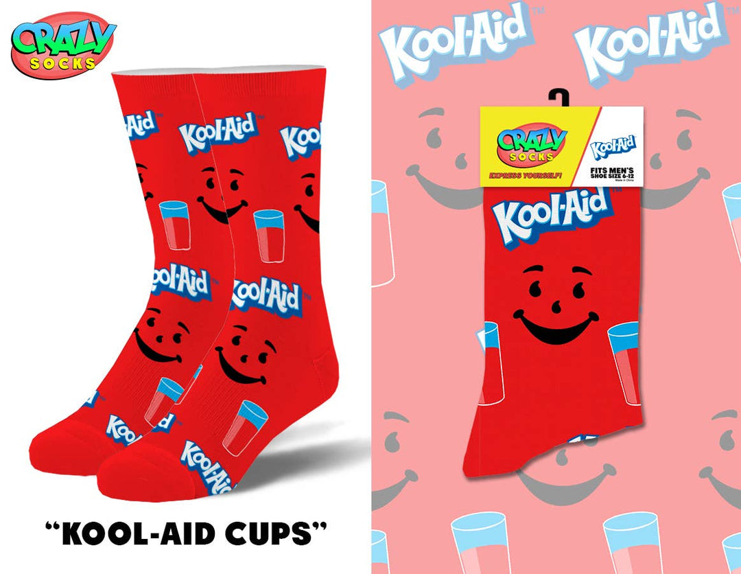Kool Aid Cups - Mens Crew Folded - Premium Socks from Crazy Socks - Just $7! Shop now at Pat's Monograms