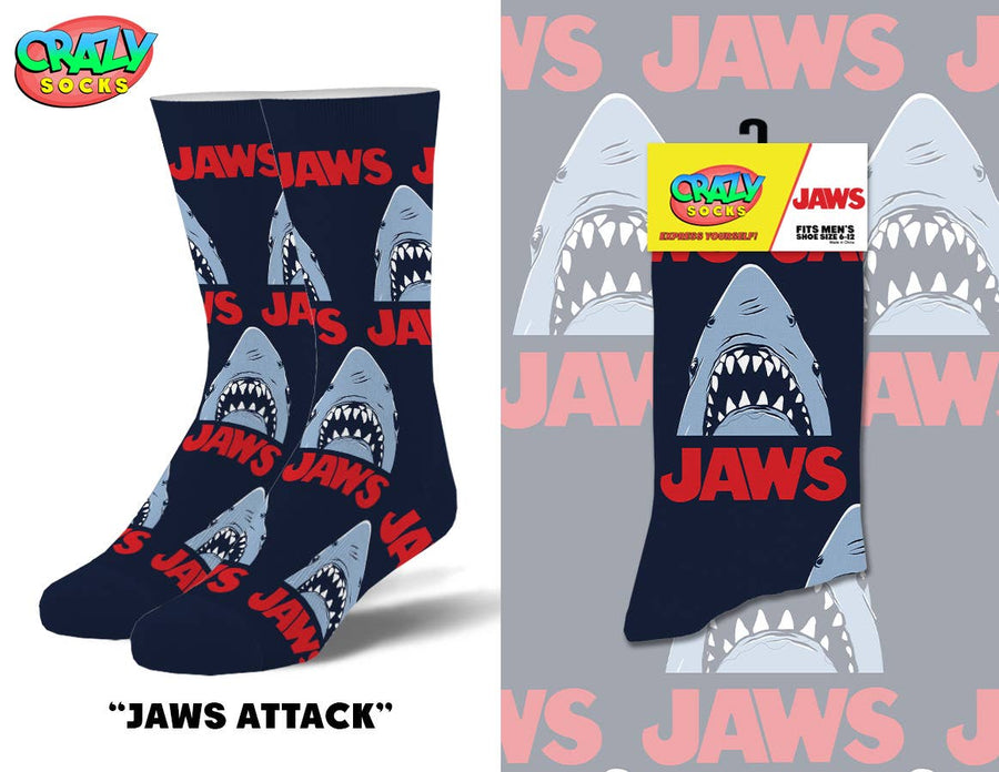 Jaws Attack - Mens Crew Folded - Premium  from Crazy Socks - Just $7! Shop now at Pat's Monograms