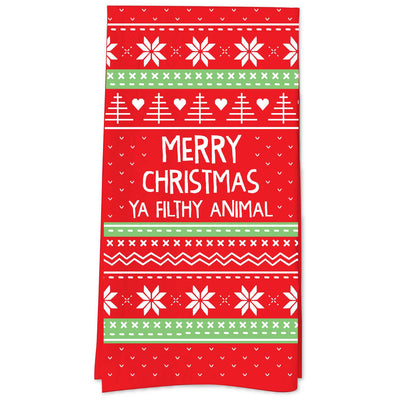 Merry Christmas Ya Filthy Animal Tea Towel - Premium Kitchen Towel from Funatic - Just $12.95! Shop now at Pat's Monograms
