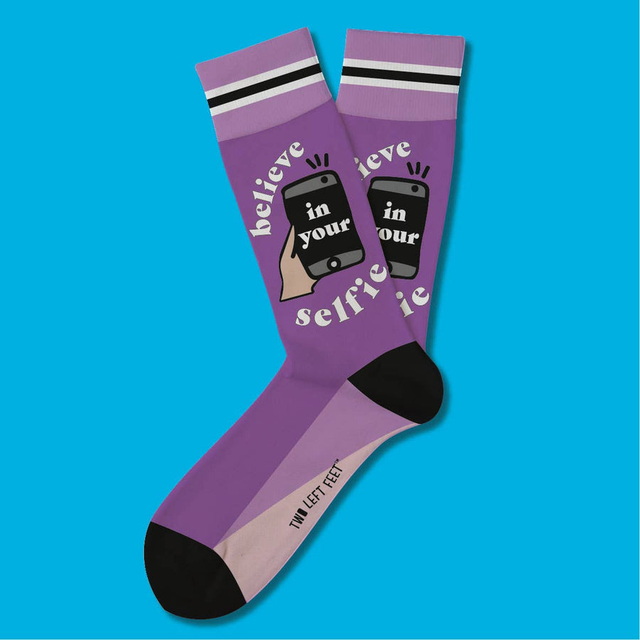 Believe in Your Selfie Socks - Premium Socks from Two Left Feet - Just $7.00! Shop now at Pat's Monograms