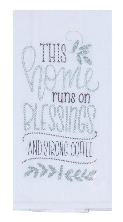 Blessings and Strong Coffee Flour Sack Towel - Premium Dish Towel from Kay Dee Designs - Just $8.95! Shop now at Pat's Monograms