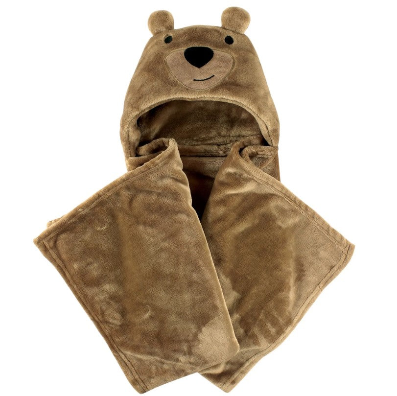Hudson Baby Hooded Animal Face Plush Blanket, Bear - Premium Baby Gift from BabyVision - Just $19.99! Shop now at Pat's Monograms