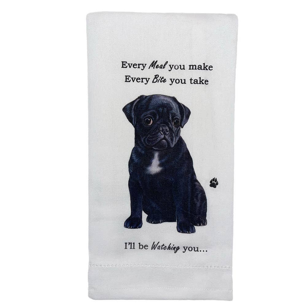 Black Pug Kitchen Towel - Premium Kitchen Towels from E&S Pets - Just $9.95! Shop now at Pat's Monograms