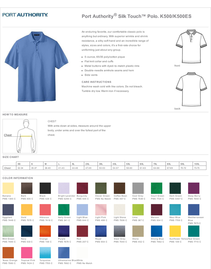 Veritas - Port Authority Unisex Silk Touch Polo - Premium School Uniform from Pat&