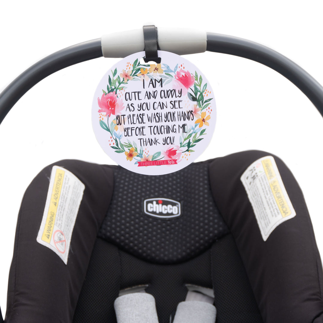 Cute No Touching Car Seat and Stroller Tag- STOP germs - Premium Infant Accessories from Three Little Tots - Just $9.95! Shop now at Pat's Monograms