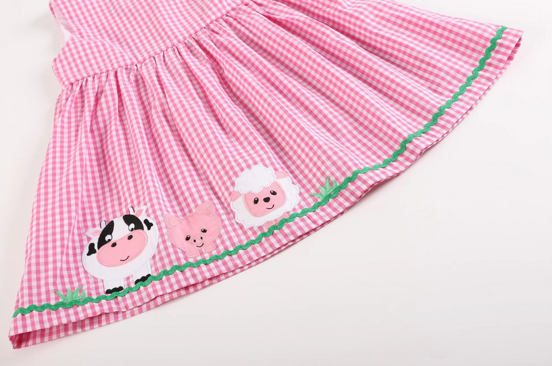 Lil Cactus - Pink Gingham Farm Animals Dress - Premium Baby & Toddler Dresses from Lil Cactus - Just $32.95! Shop now at Pat's Monograms