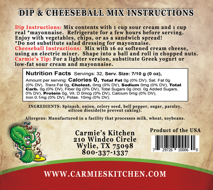 Fiesta Spinach Dip - Premium Dips & Spreads from Carmie's Kitchen - Just $4.5! Shop now at Pat's Monograms