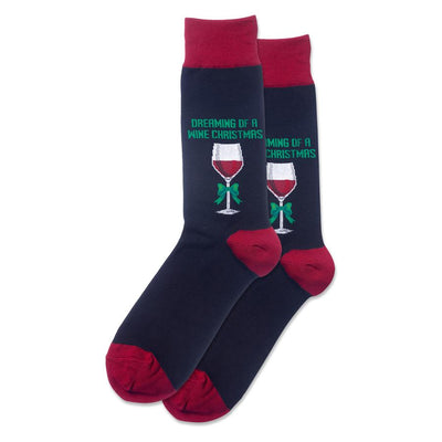 Dreaming of a Wine Christmas Crew Socks - Premium Socks from Hotsox - Just $9.95! Shop now at Pat's Monograms