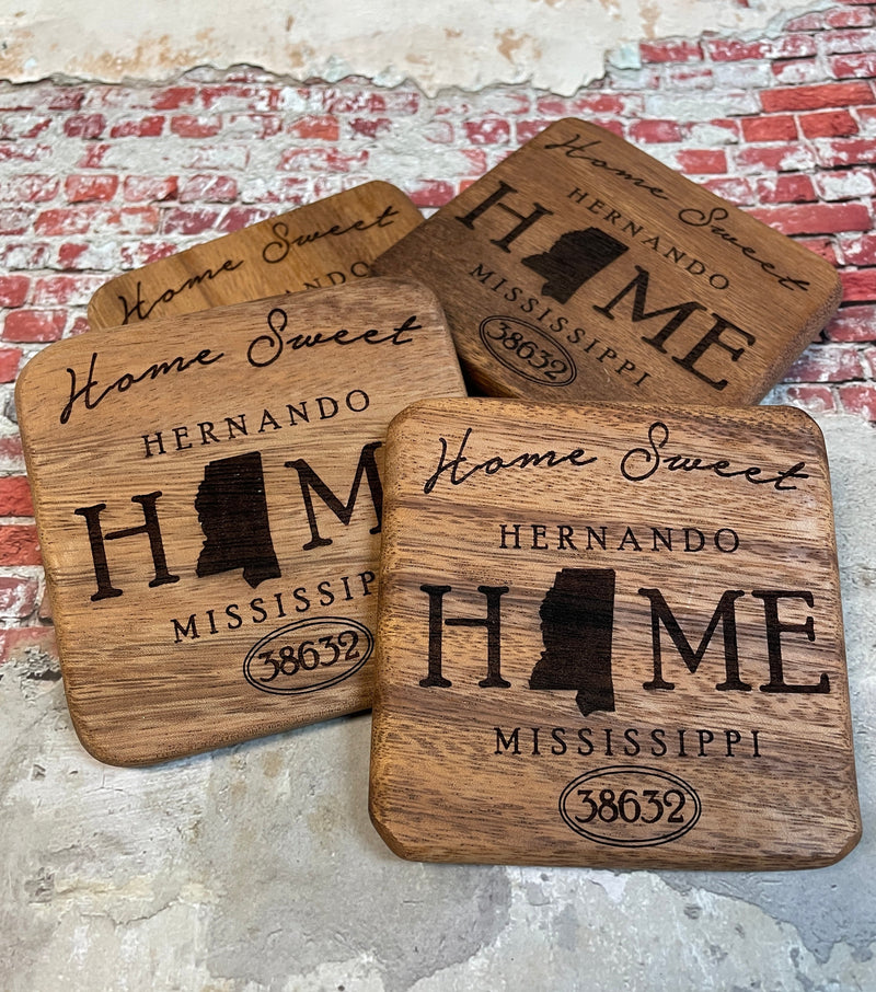 Home Sweet Home Coasters - Solid Walnut - Premium  from Pat&