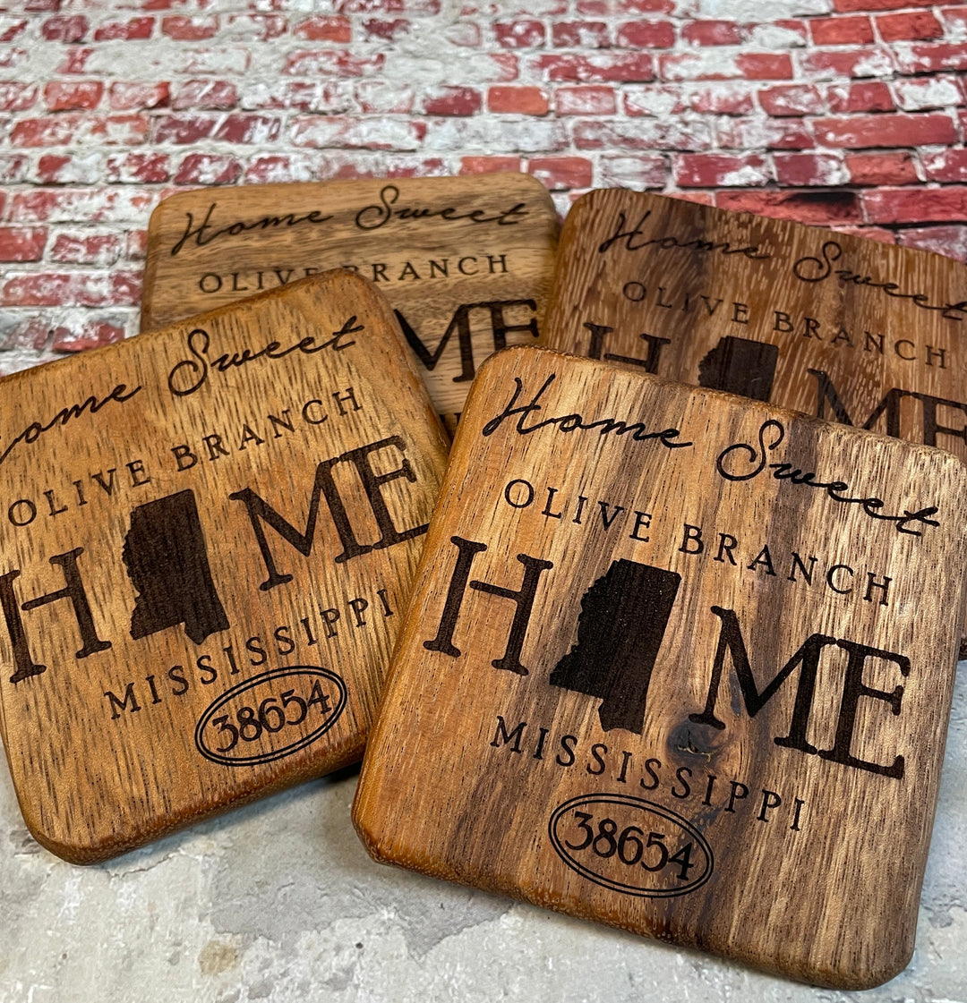 Home Sweet Home Coasters - Solid Walnut - Premium  from Pat's Monograms - Just $26.95! Shop now at Pat's Monograms