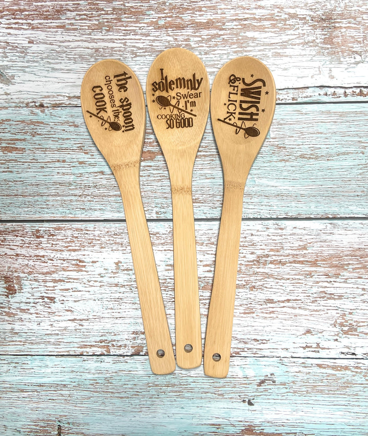 Wizard's Kitchen Spoons - Engraved Bamboo Cooking Spoon - Premium Spoons from Pat's Monograms - Just $9.95! Shop now at Pat's Monograms