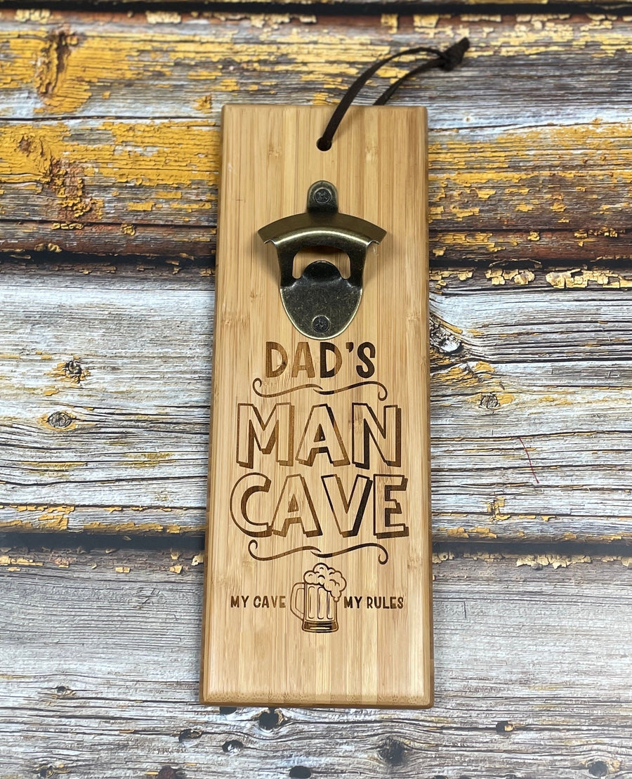 Laser Engraved Man Cave Wall Mount Bottle Opener - Premium Bottle Openers from Pat's Monograms - Just $27.95! Shop now at Pat's Monograms