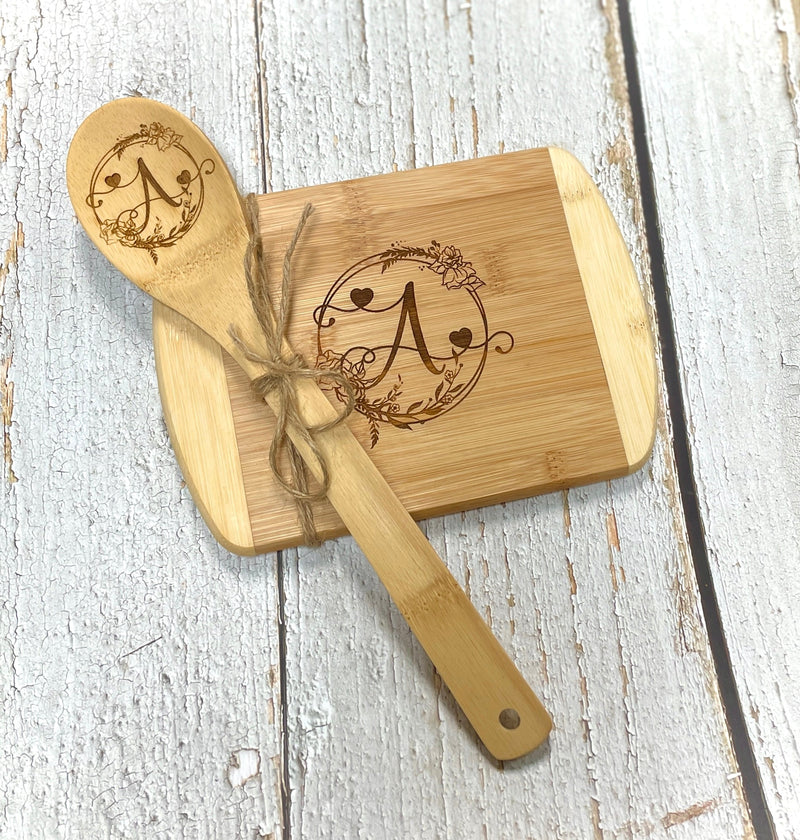 Personalized Cutting Board Wooden Spoon Set - Premium Housewares from Totally Bamboo - Just $21.95! Shop now at Pat&