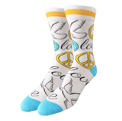 Peace & Love - Crew Socks - Premium Socks from Oooh Yeah Socks/Sock It Up/Oooh Geez Slippers - Just $9.95! Shop now at Pat's Monograms