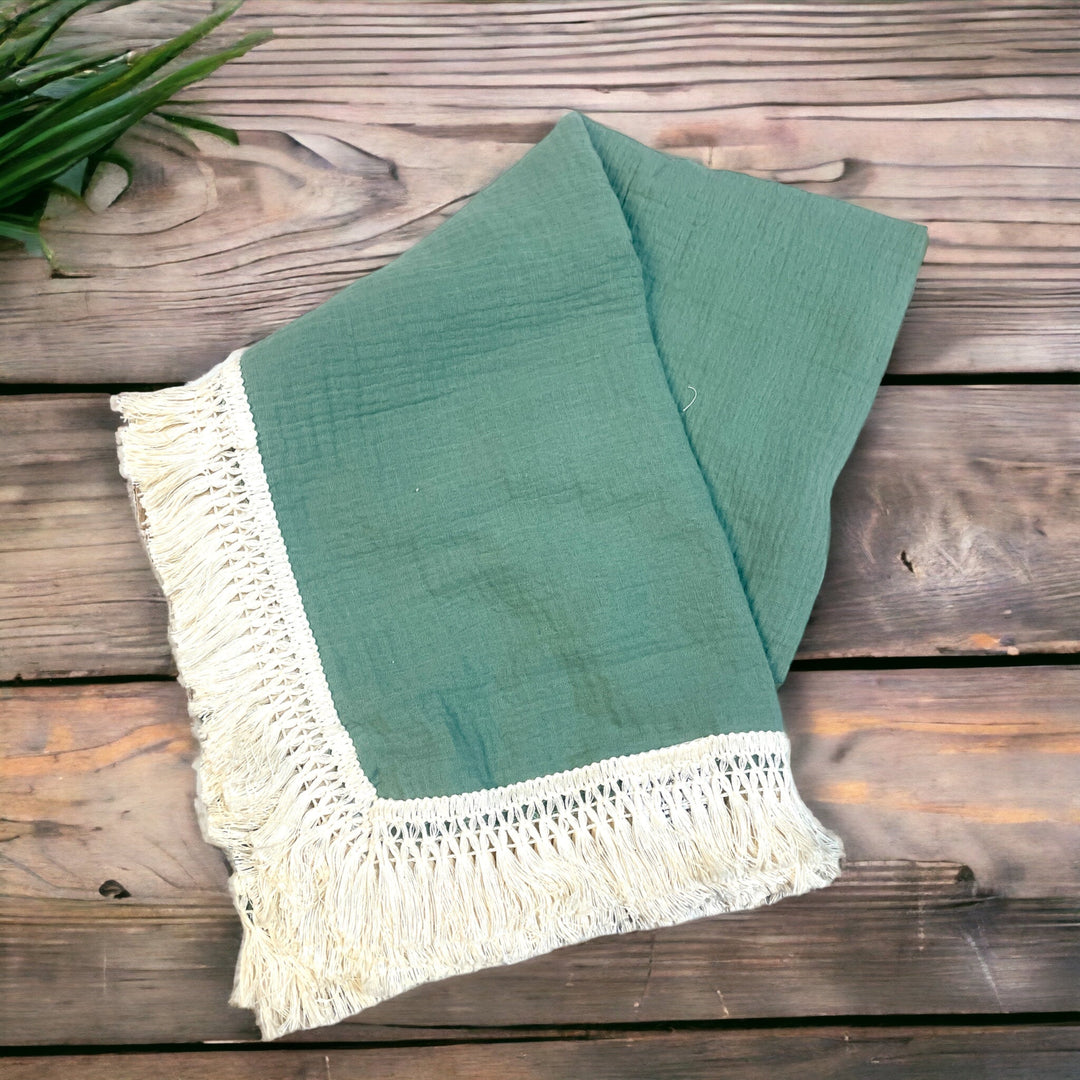 Fringe Swaddle Blanket - Premium Swaddle from bettrkind - Just $32.95! Shop now at Pat's Monograms