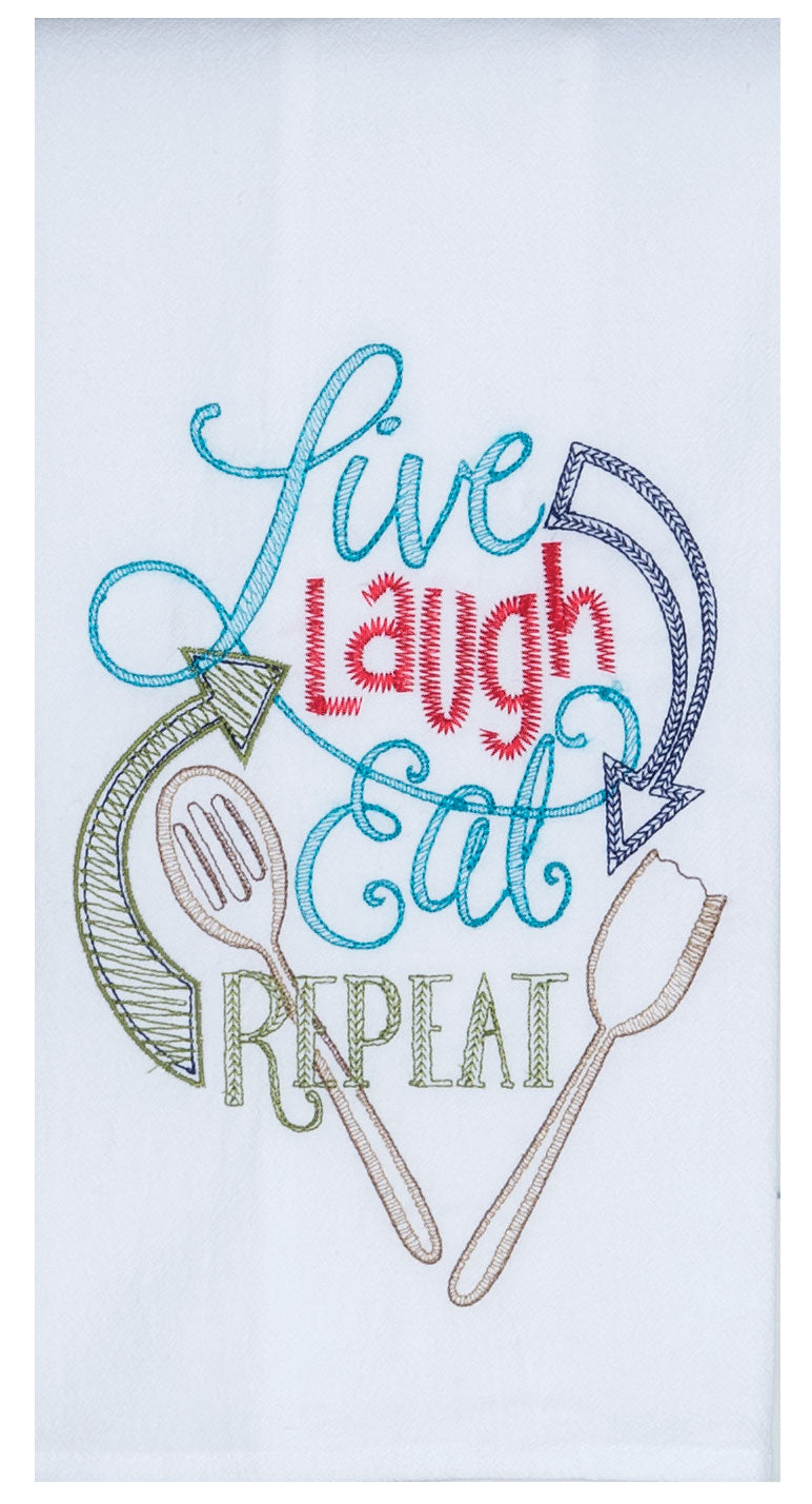 Live Laugh Eat Repeat Flour Sack Towel - Premium Dish Towel from Kay Dee Designs - Just $8.95! Shop now at Pat's Monograms