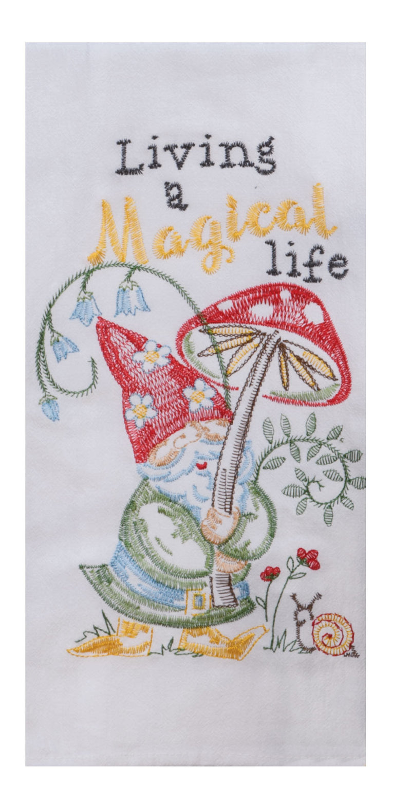 Garden Gnomes Embroidered Flour Sack Towel - Premium Dish Towel from Kay Dee Designs - Just $8.95! Shop now at Pat&
