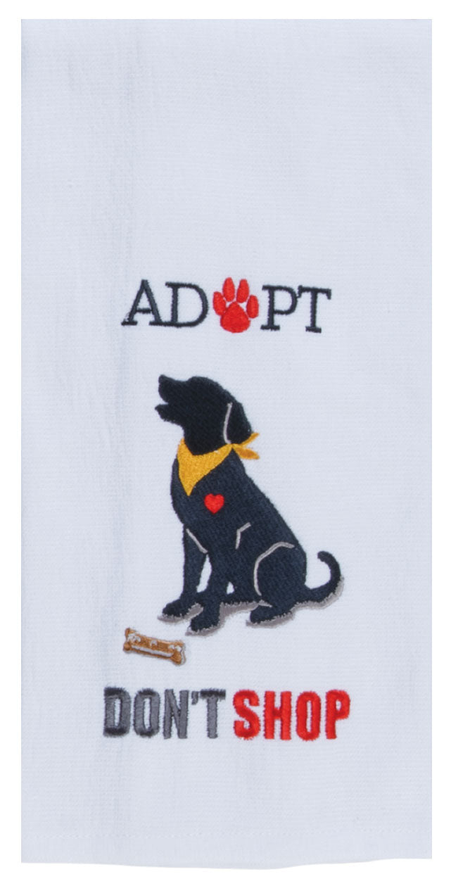Adopt Don't Shop Embroidered Terry Towel - Premium Dish Towel from Kay Dee Designs - Just $8.95! Shop now at Pat's Monograms
