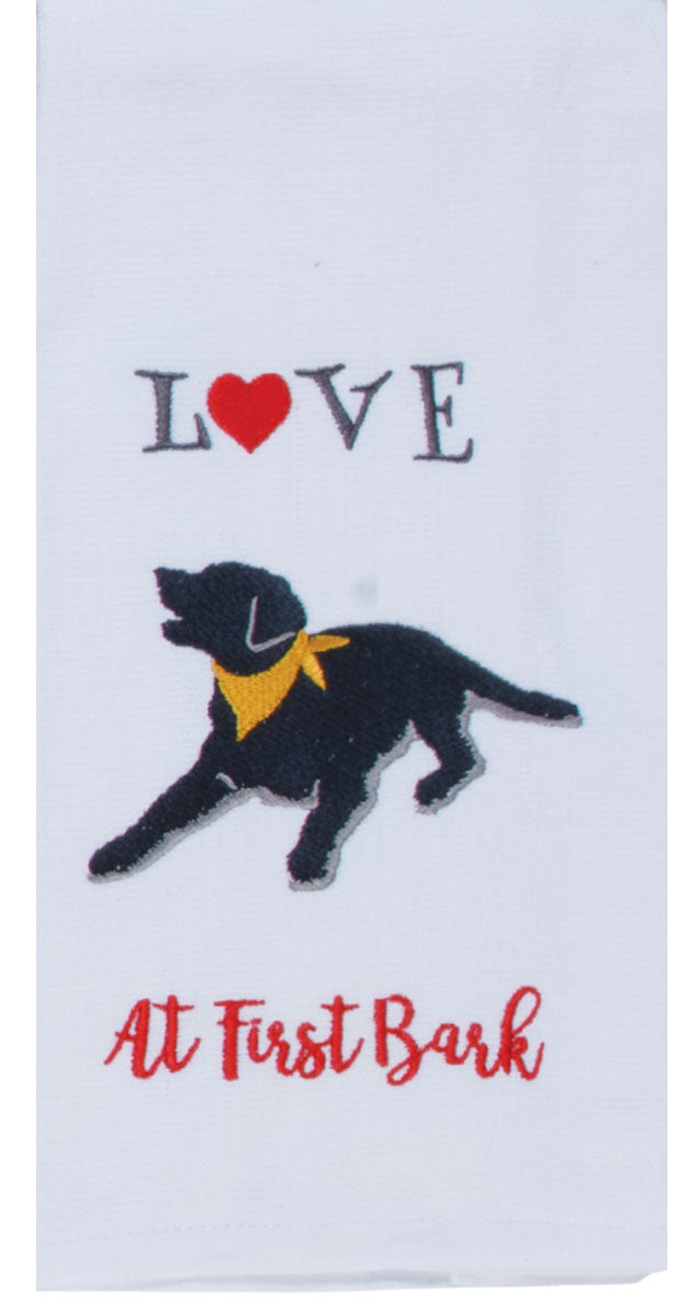 Love at First Bark Embroidered Terry Towel - Premium Dish Towel from Kay Dee Designs - Just $8.95! Shop now at Pat's Monograms