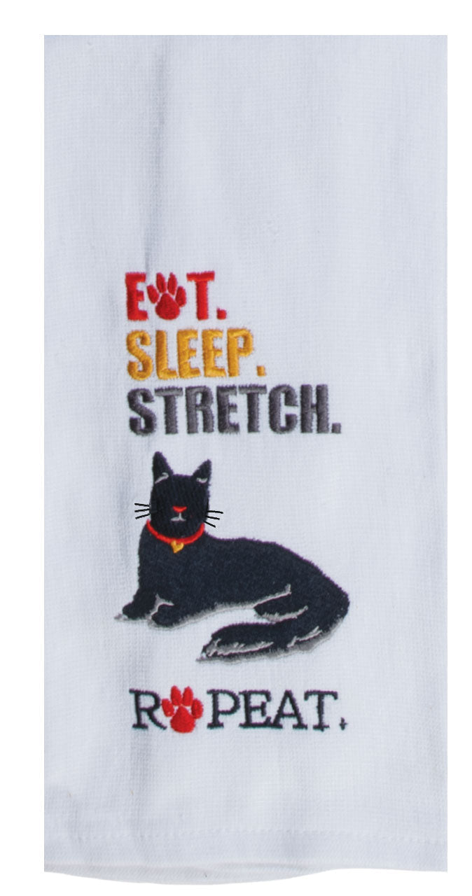 Eat Sleep Stretch Repeat Embroidered Terry Towel - Premium Dish Towel from Kay Dee Designs - Just $8.95! Shop now at Pat&