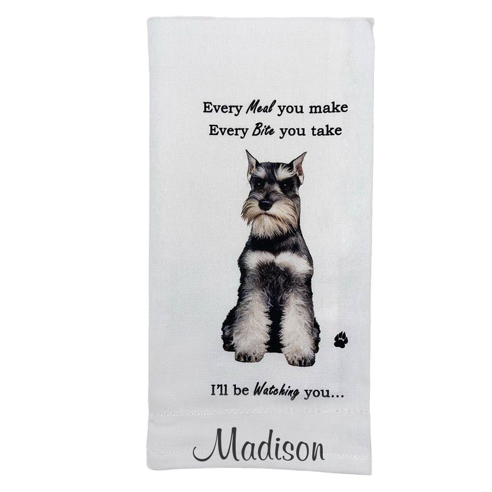 Schnauzer Kitchen Towel - Cropped Ears - Premium Kitchen Towels from E&S Pets - Just $9.95! Shop now at Pat's Monograms