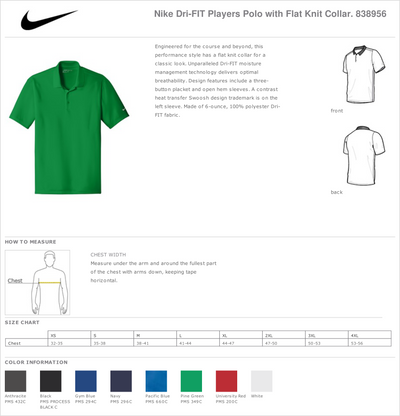 Campbell Clinic Nike Dri-Fit Classic Fit Players Polo - Flat Knit Collar - 838956 - Premium Tanks and Tees from Sanmar - Just $59.95! Shop now at Pat's Monograms