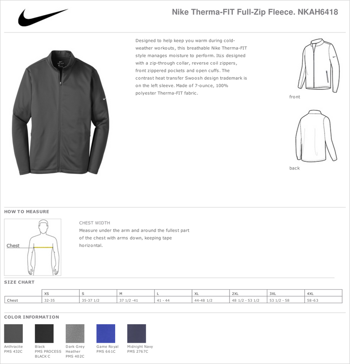 Campbell Clinic Nike Therma Fit Full Zip Fleece - NKAH6418 - Premium corporate from Sanmar - Just $98.95! Shop now at Pat's Monograms