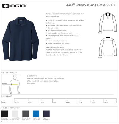 Campbell Clinic Ogio Caliber 2.0 Longsleeve Polo - OG105 - Premium corporate from Sanmar - Just $44.95! Shop now at Pat's Monograms