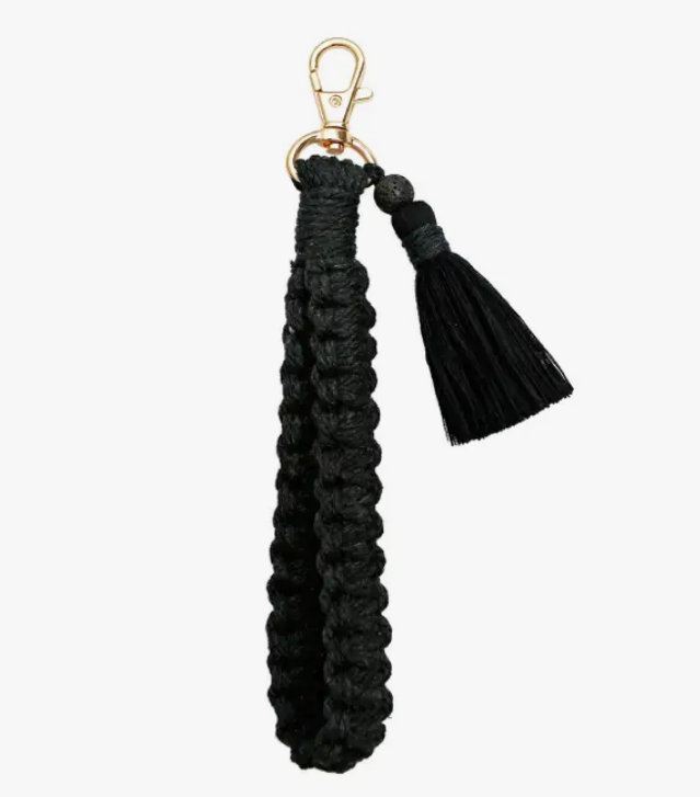 Macrame Flat Square Knot Wristlet Keychain with Tassel - Premium  from Adorro - Just $9.0! Shop now at Pat's Monograms