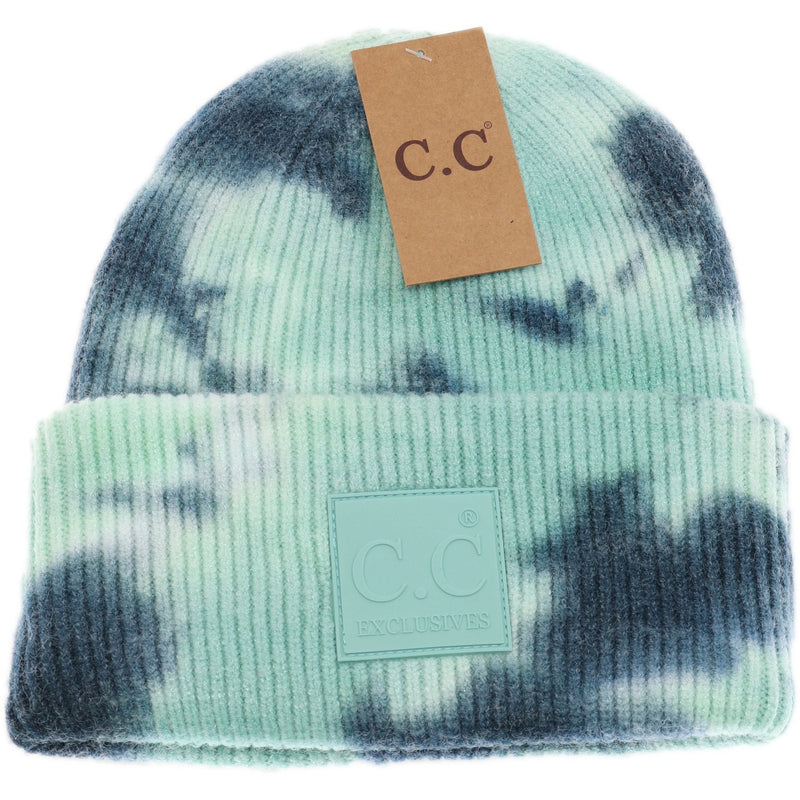 Tie Dye CC Beanie with Rubber Patch - Premium Accessories from CC Beanie - Just $21.00! Shop now at Pat&