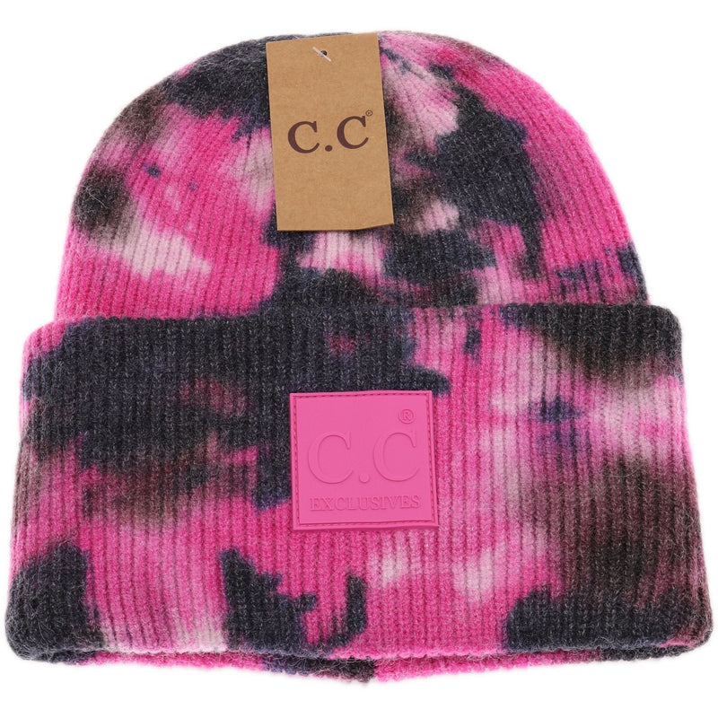 Tie Dye CC Beanie with Rubber Patch - Premium Accessories from CC Beanie - Just $21.00! Shop now at Pat&