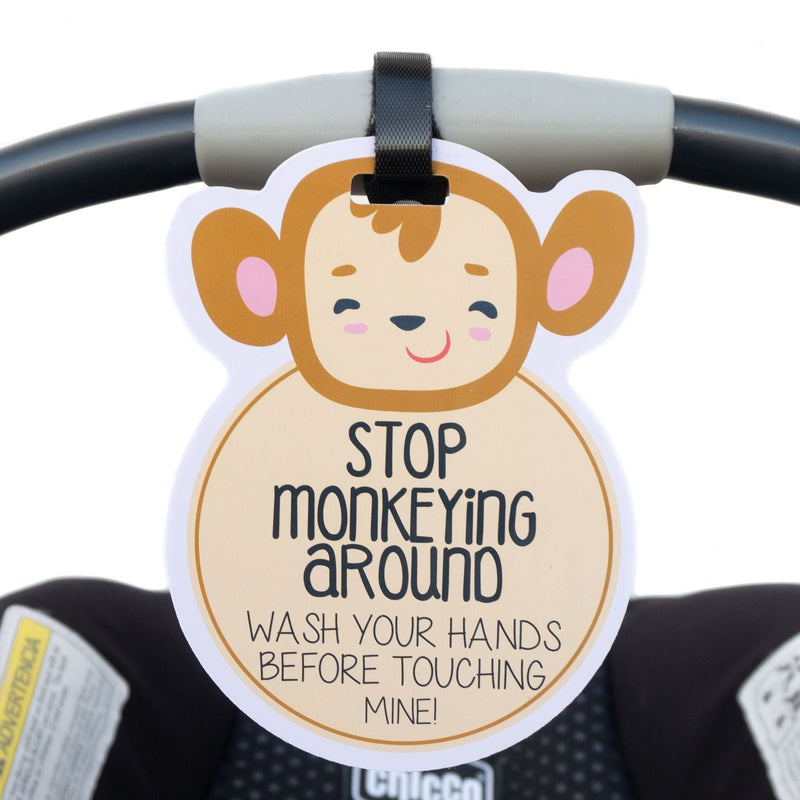 Stop Monkeying Around Car Seat and Stroller Tag - Premium Infant Accessories from Three Little Tots - Just $9.95! Shop now at Pat&