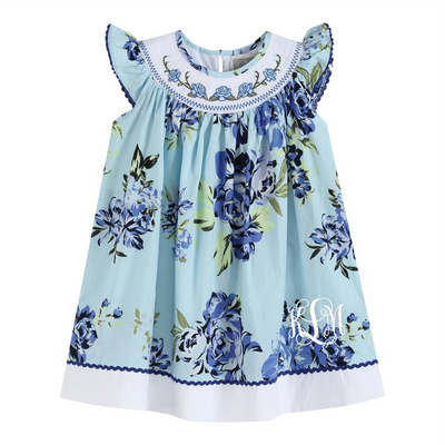 Lil Cactus - Vintage Blue Rose Smocked Bishop Dress - Premium Baby & Toddler Dresses from Lil Cactus - Just $32.95! Shop now at Pat's Monograms