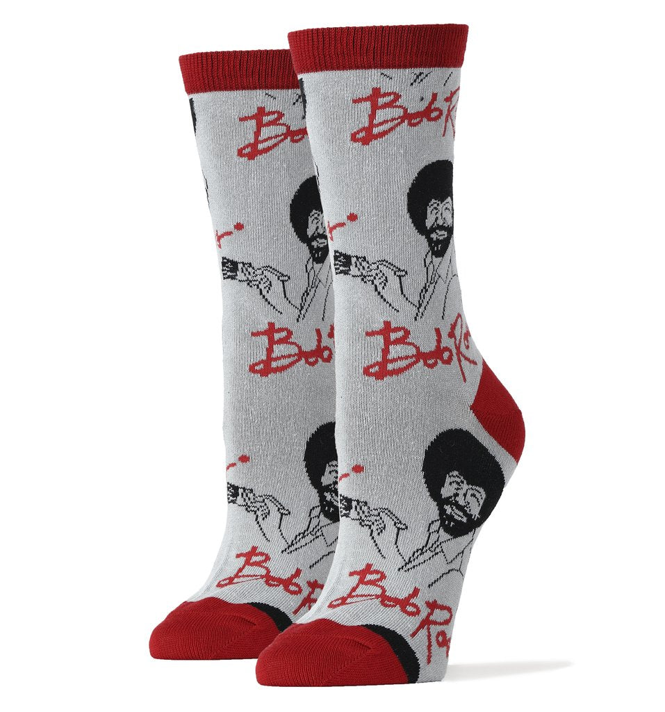 It's Bob Ross in Gray - Crew Socks - Premium Socks from Oooh Yeah Socks/Sock It Up/Oooh Geez Slippers - Just $9.95! Shop now at Pat's Monograms