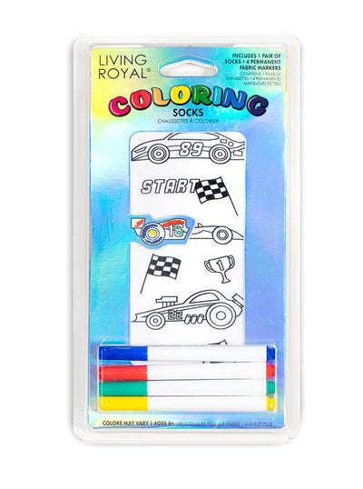 Coloring Socks Race Car - Premium  from Living Royal - Just $6.99! Shop now at Pat's Monograms